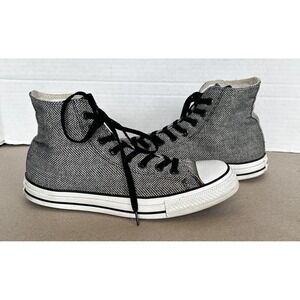 Converse Chuck Taylor Converse Grey and White Herringbone High Tops Shoes Sz 10